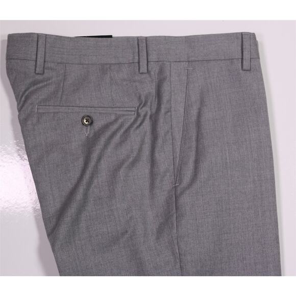 Berle Gray Wool Stretch Flat Front Dress Pants Trousers 34 x unhemmed New - Picture 2 of 9